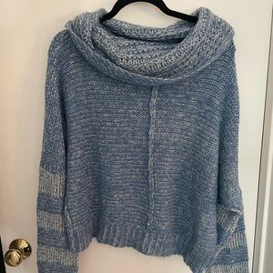 Blue oversize turtle neck sweater